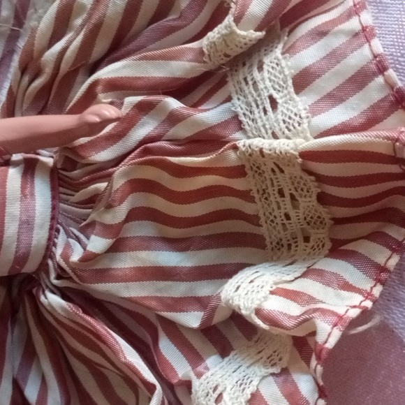 Collectible VINTAGE Story Book Doll Stripe Dress , Plastic Jointed Doll - Picture 8 of 12